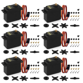 Deegoo-FPV MG995 servo motor front view highlighting durable metal gears for longevity.