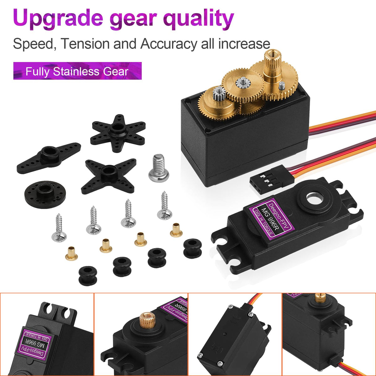 Deegoo-FPV MG996R fully copper gears reduce wear and noise during long use