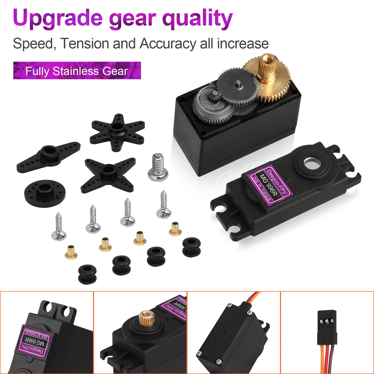MG996R servo installed in an RC assembly for precise control.
