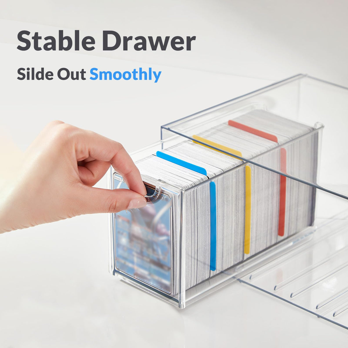 DEEIF dividers in color coding facilitate easy sorting of card types.