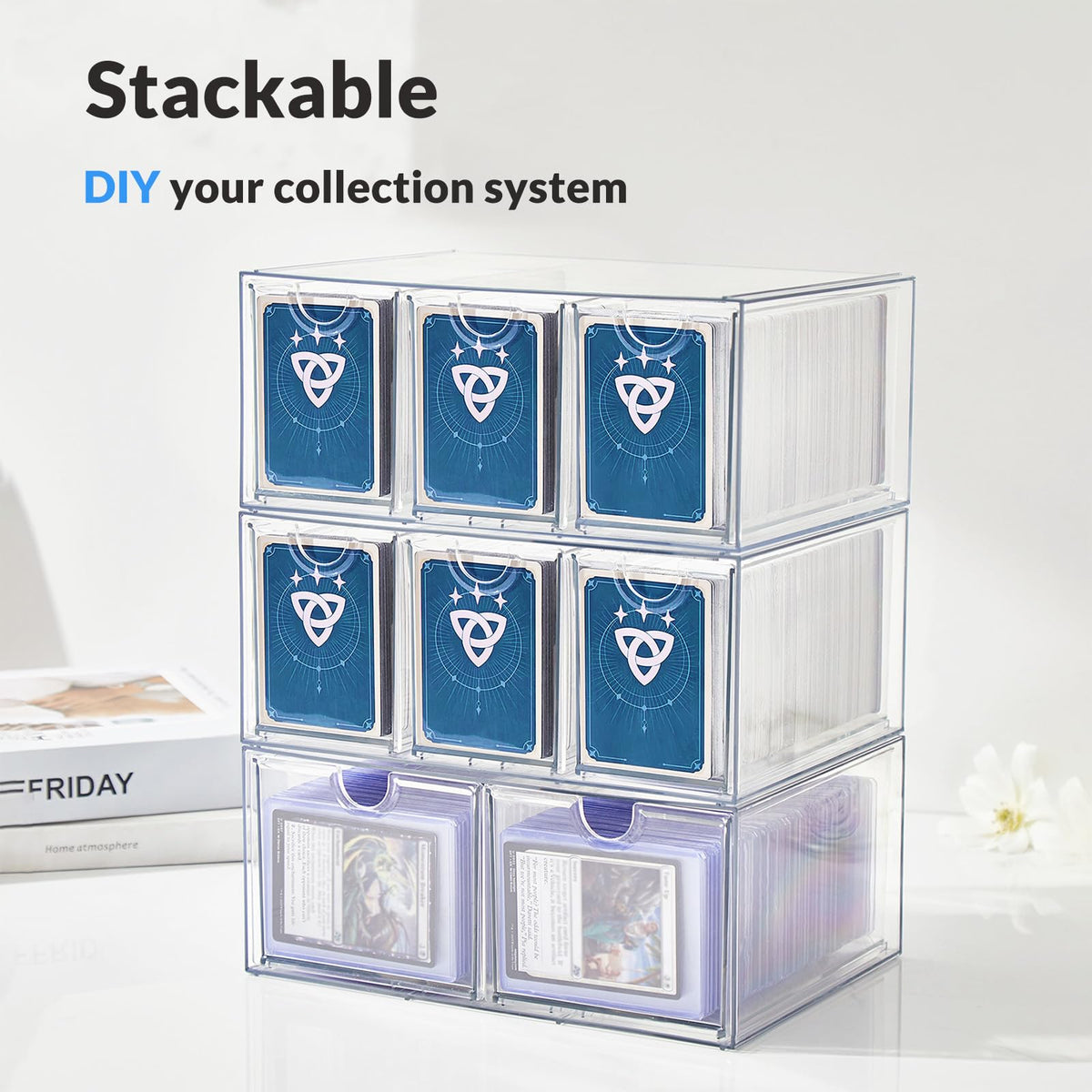 DEEIF accommodates sleeved and standard cards for versatile storage.