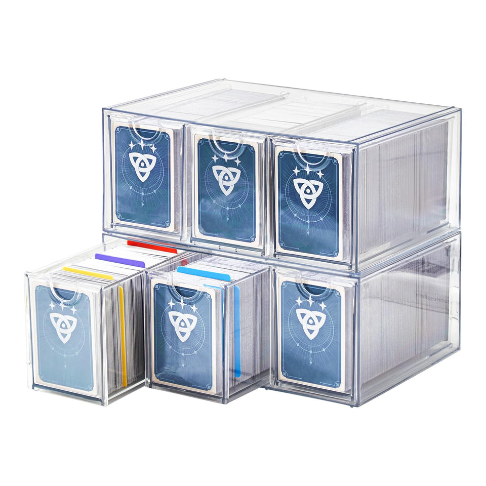 DEEIF 6-drawer card storage box top view shows organized compartments for quick access.