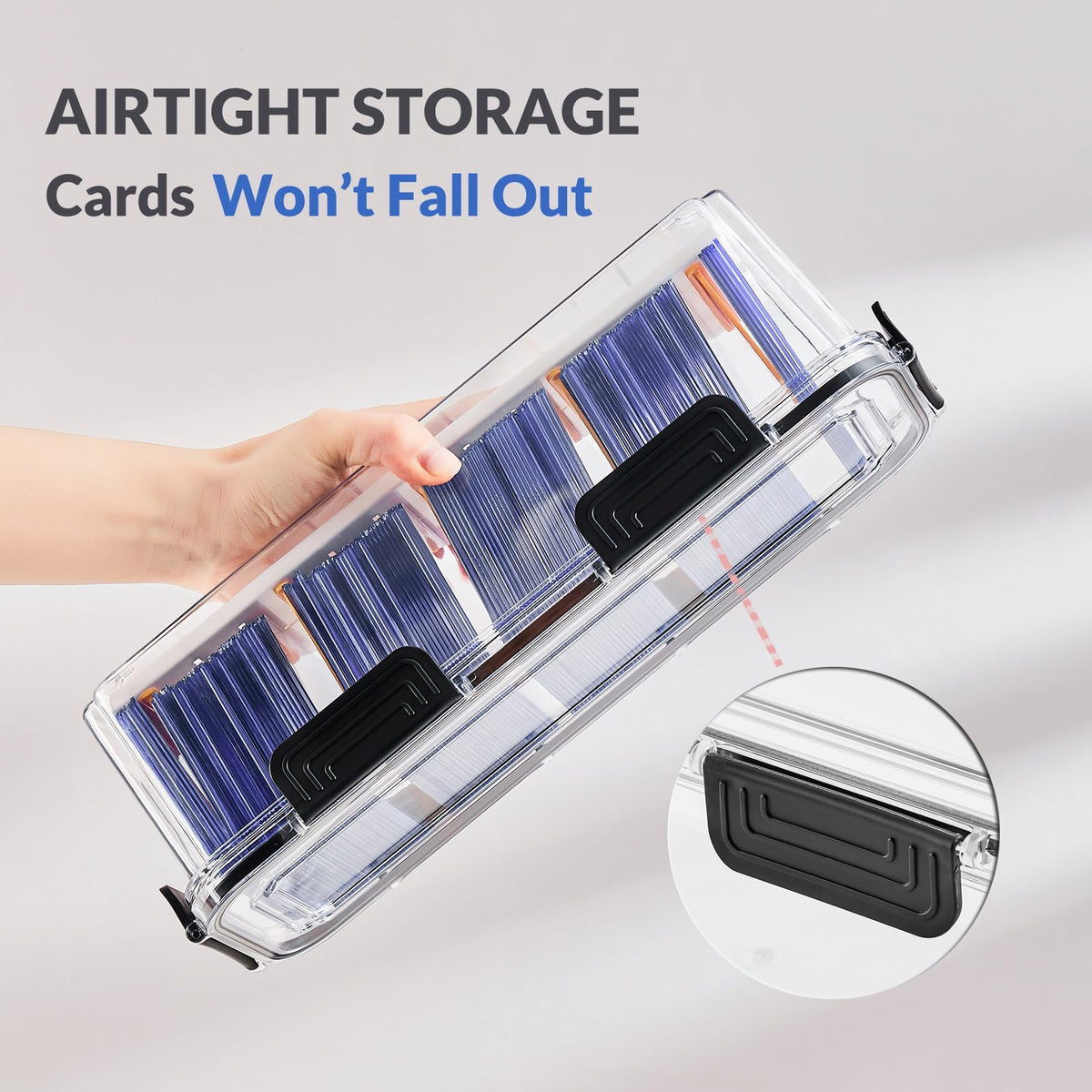 DEEIF Toploader box open lid revealing adjustable dividers for organization.