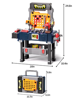 Deejoy compact tool box converts into workbench for portable play