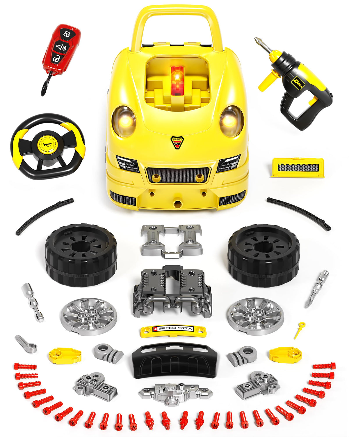 Deejoy large truck builder kit open engine cover for step-by-step checks.