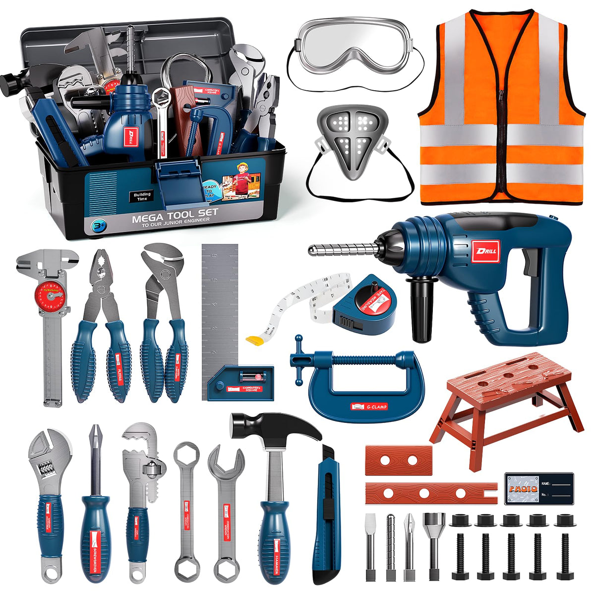 Deejoy tool-set battery-operated drill in action for immersive pretend play.