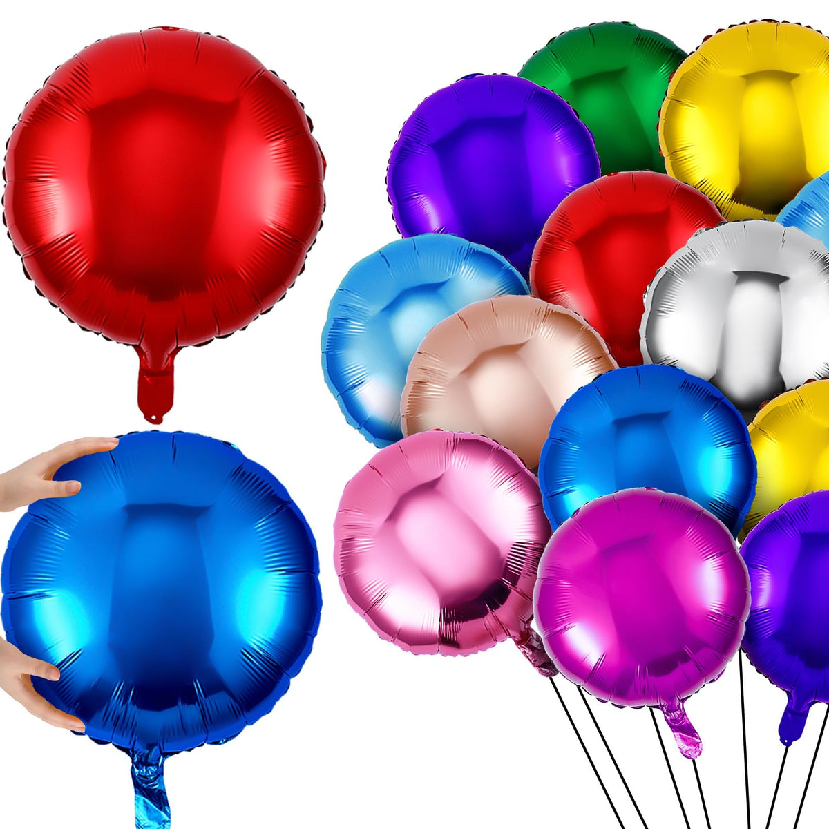 Deekin 100pcs round foil balloons in mixed colors create a vibrant party backdrop