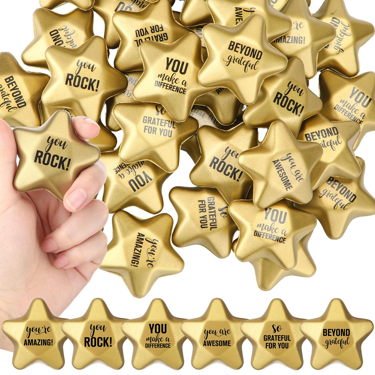 Deekin star stress balls gold pack of 36, ideal for classroom rewards.