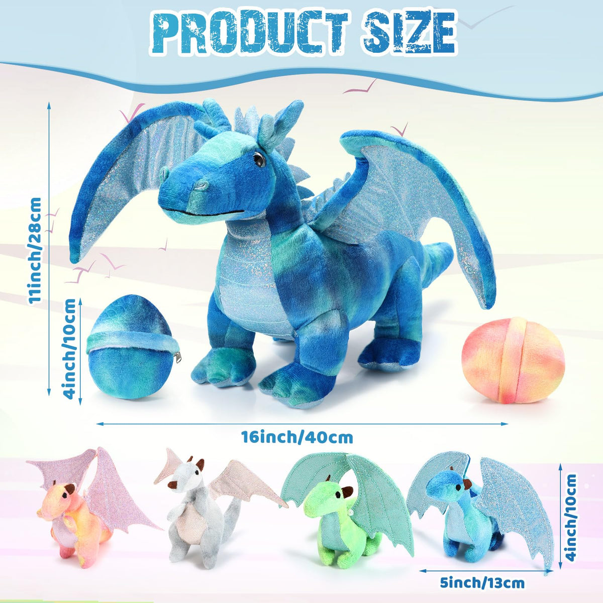 Deekin 4-inch baby dragon plush in colorful cuddle design, great for stories.