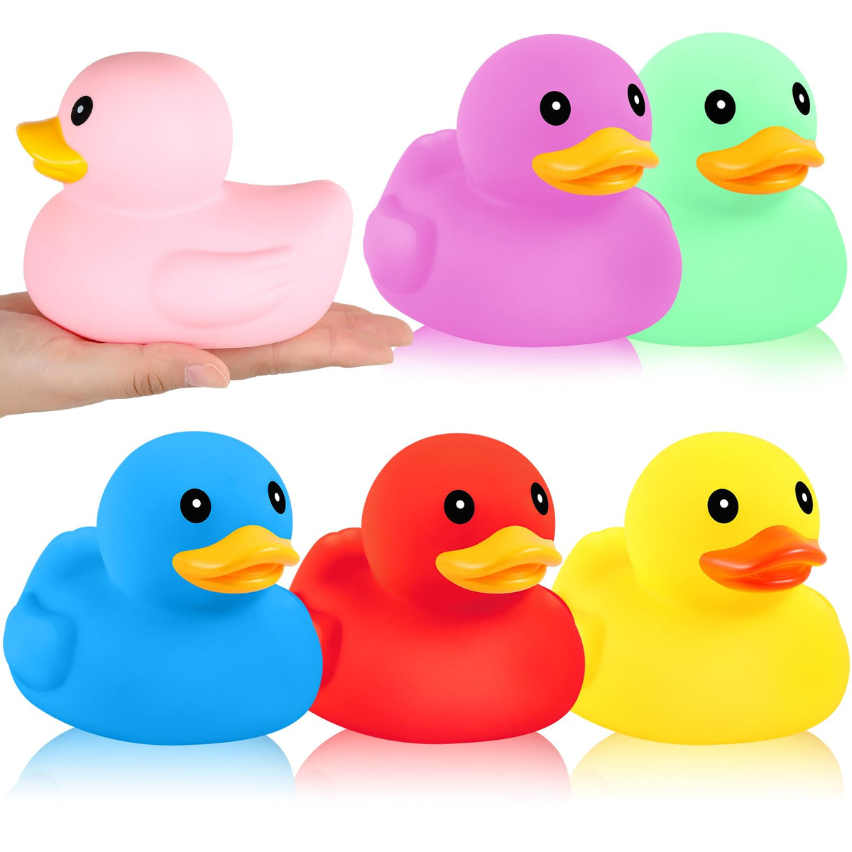 Deekin 6pc multicolor rubber ducks for bright bath time and pool play.
