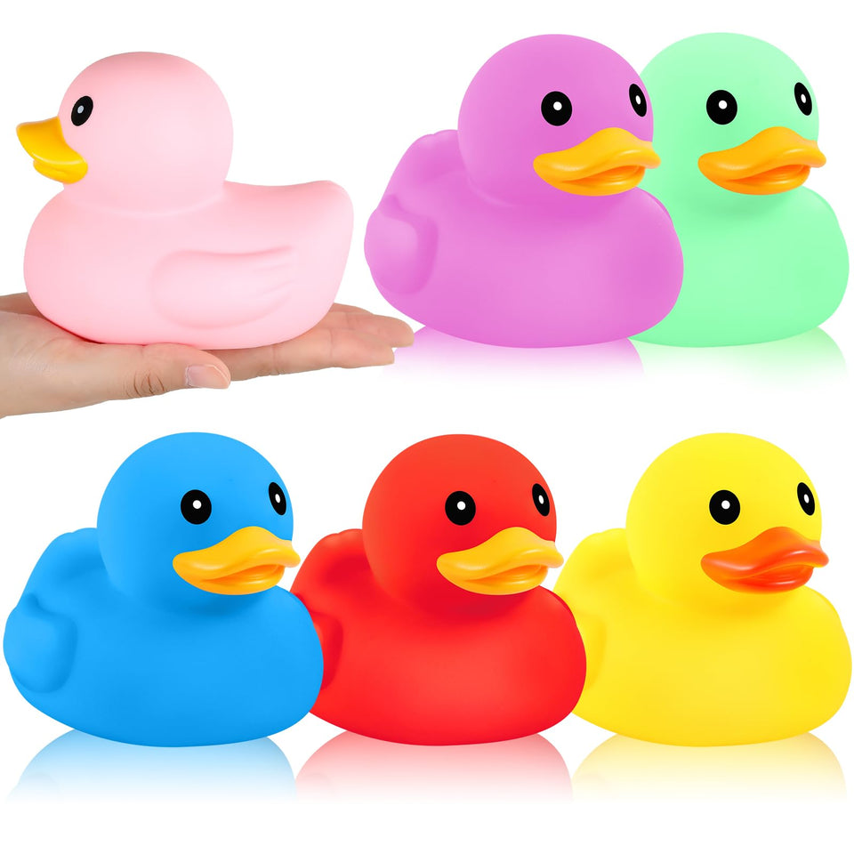 Deekin 6pc multicolor rubber ducks for bright bath time and pool play.