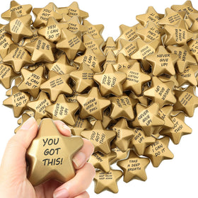 Deekin 72-piece star stress balls pack in gold color for quick stress relief.