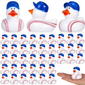 Deekin baseball ducks 24-pack with green hats for party decorations and gifts.