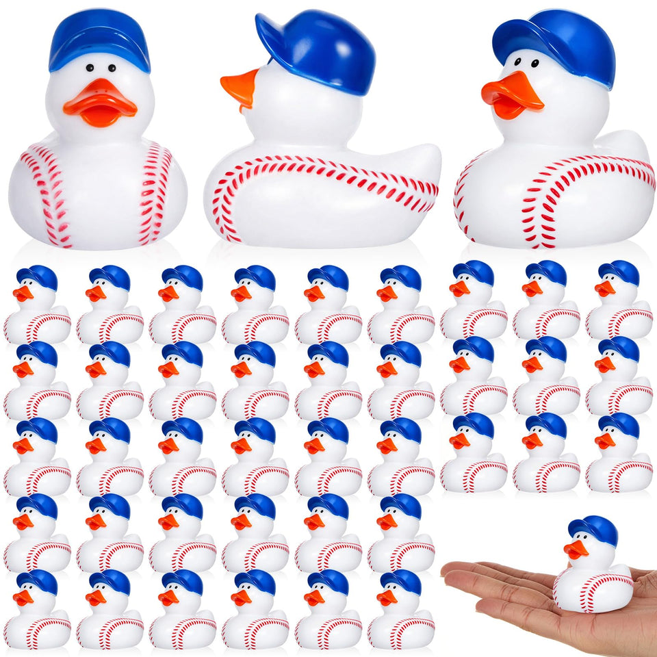 Deekin baseball ducks 24-pack with green hats for party decorations and gifts.