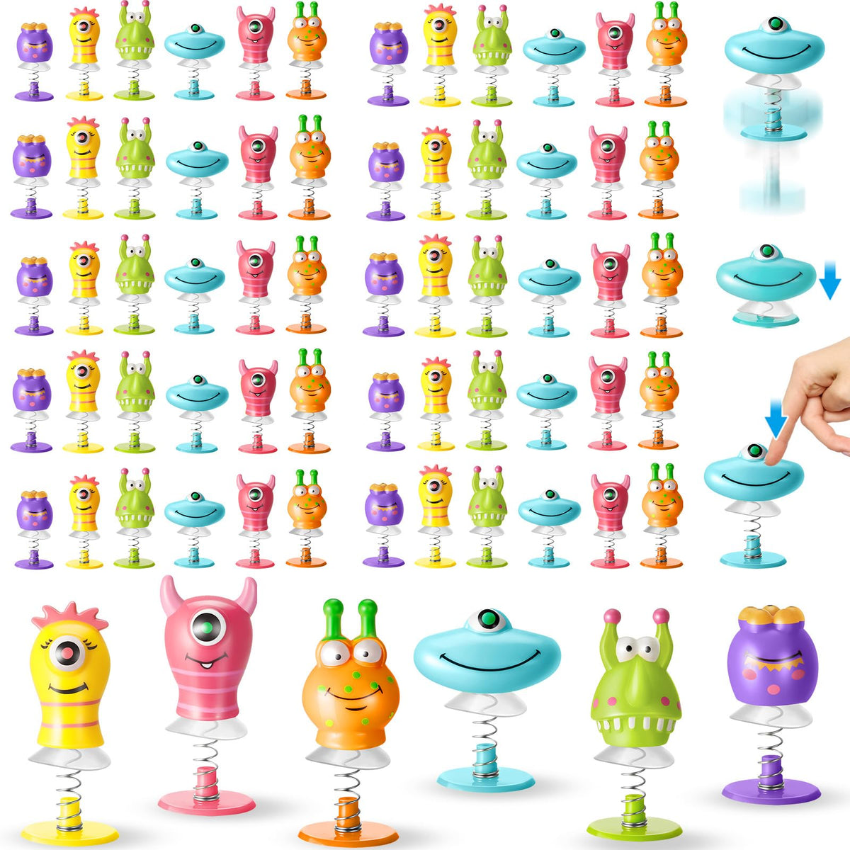 Deekin big-eye animal spring launcher toys front row showcase, perfect for classroom fun and party rewards
