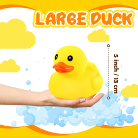 Close-up of Deekin large yellow rubber duck showing smooth texture and bright color
