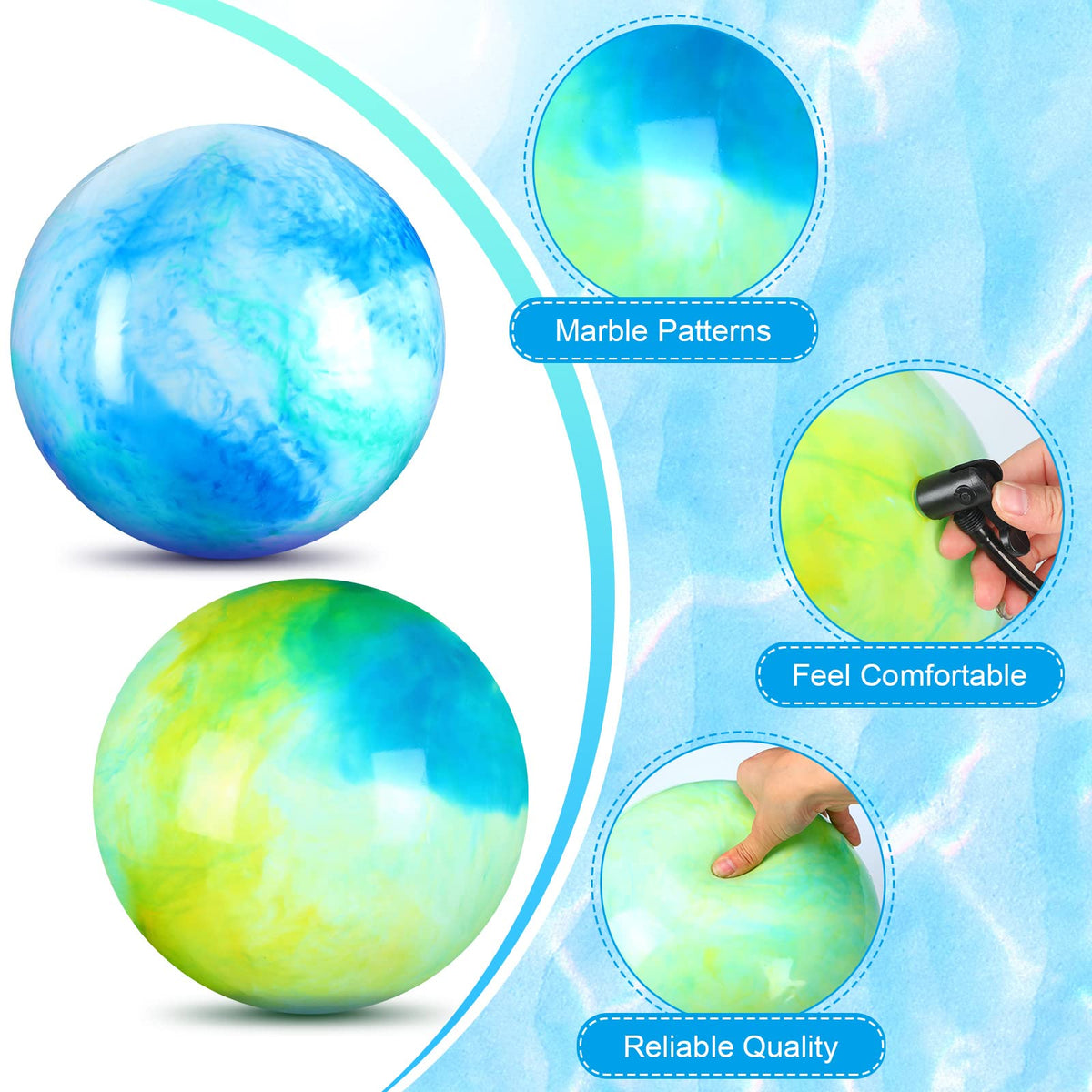 Deekin marbleized ball offers durable play indoors or outdoors.