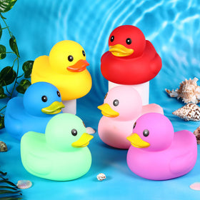 Deekin colorful rubber ducks with squeak design for interactive bath time.
