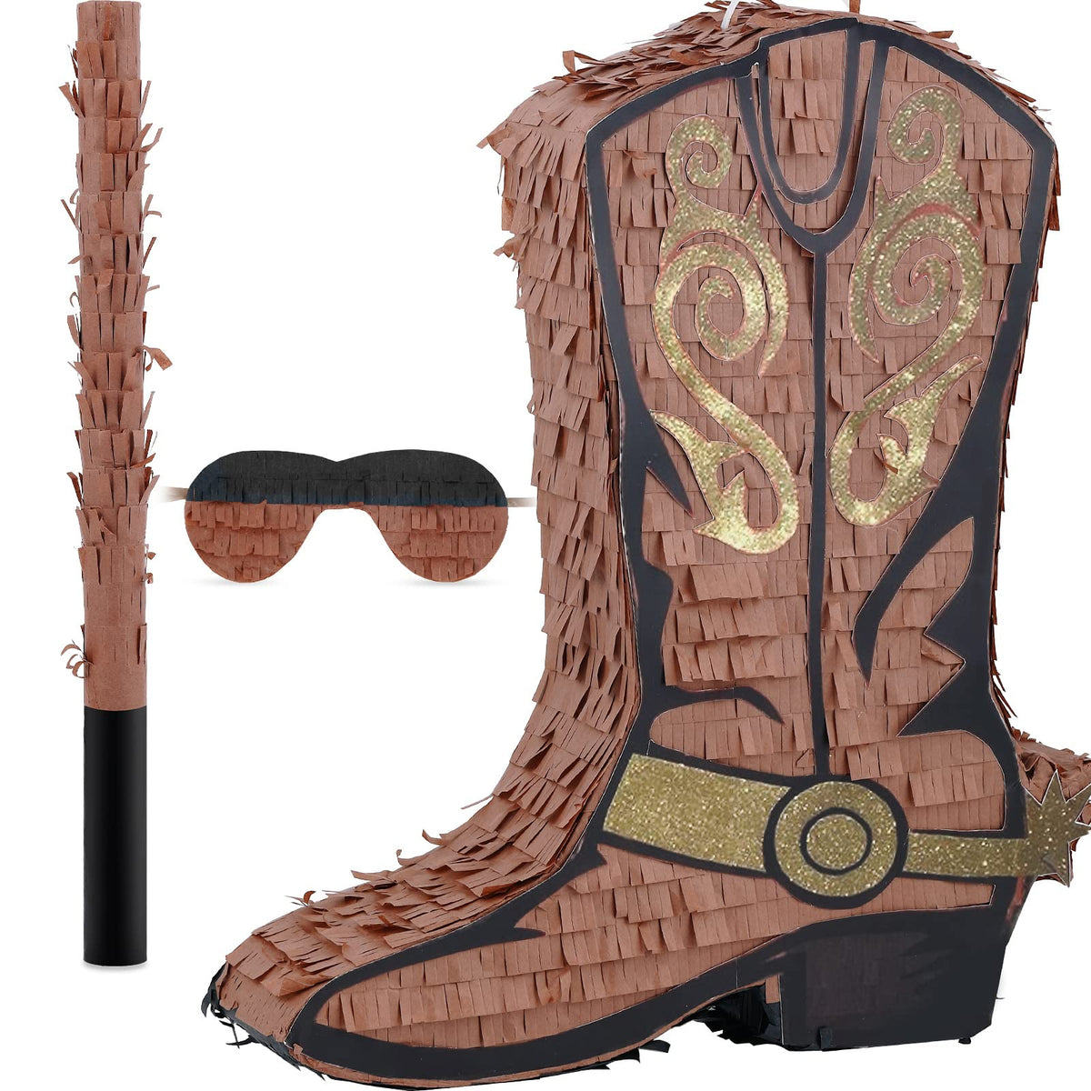 Deekin cowboy boot pinata front view for vibrant party decor and surprises