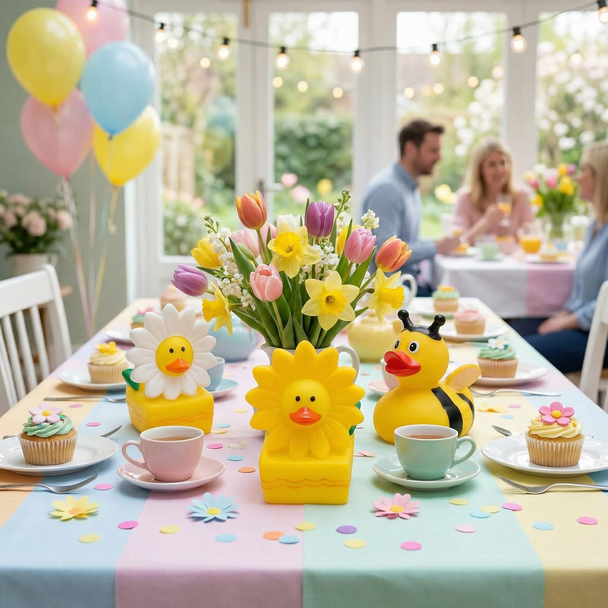 Deekin white-green daisy rubber duck for DIY crafts and party bags.