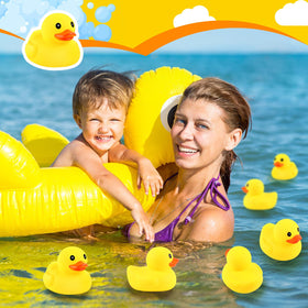 Bath time scene with Deekin ducks adding fun and vibrancy