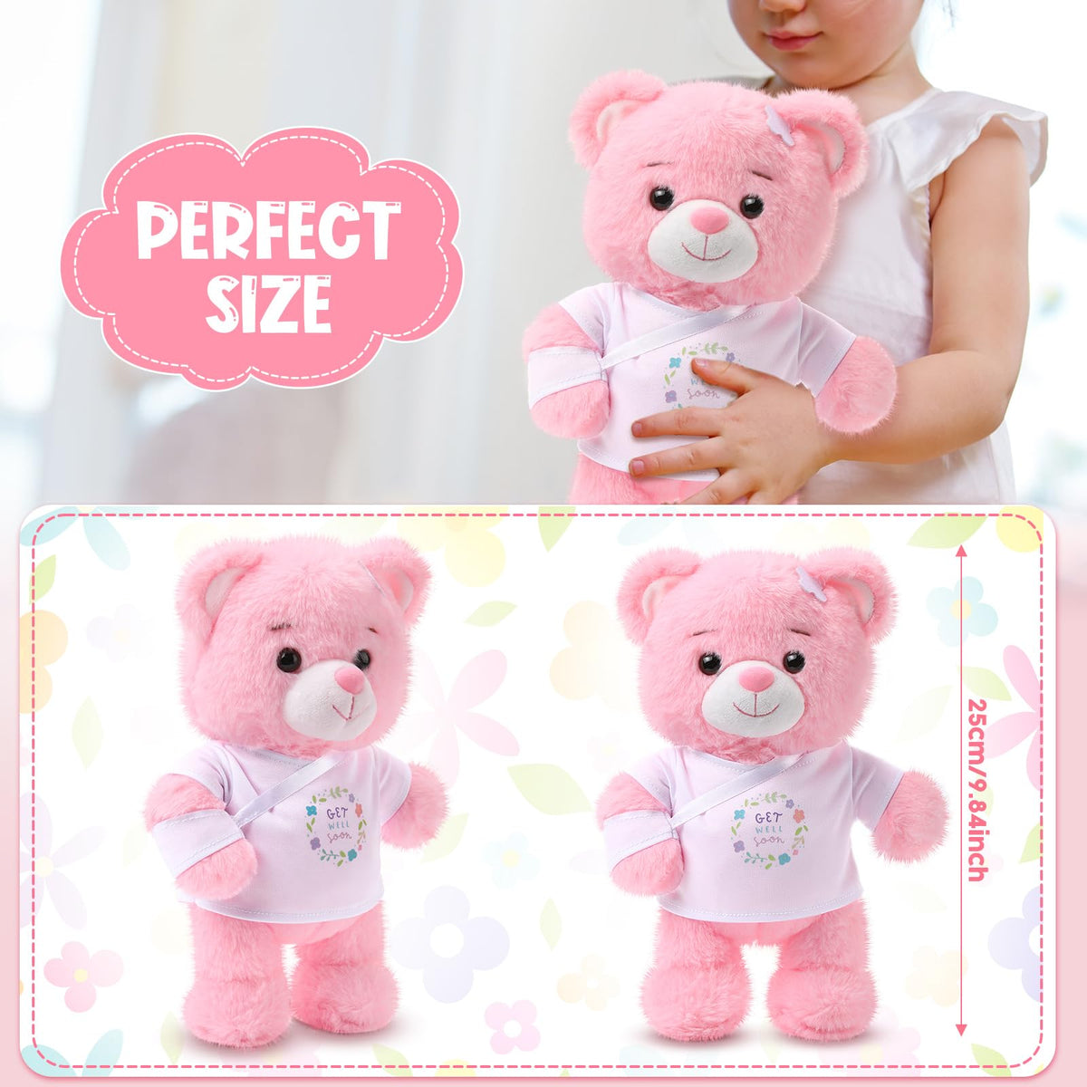 Deekin get well soon bear pink T-shirt, friendly care companion