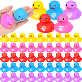 Deekin Jesus Loves You rubber ducks bulk pack for party favors.