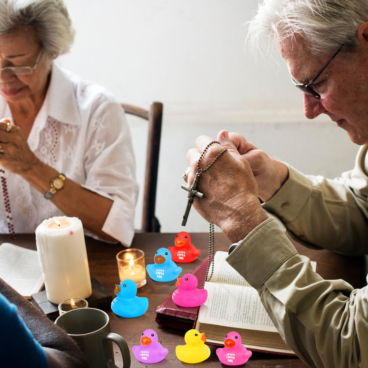 Deekin Jesus Loves You Easter-themed ducks for church events and rewards.
