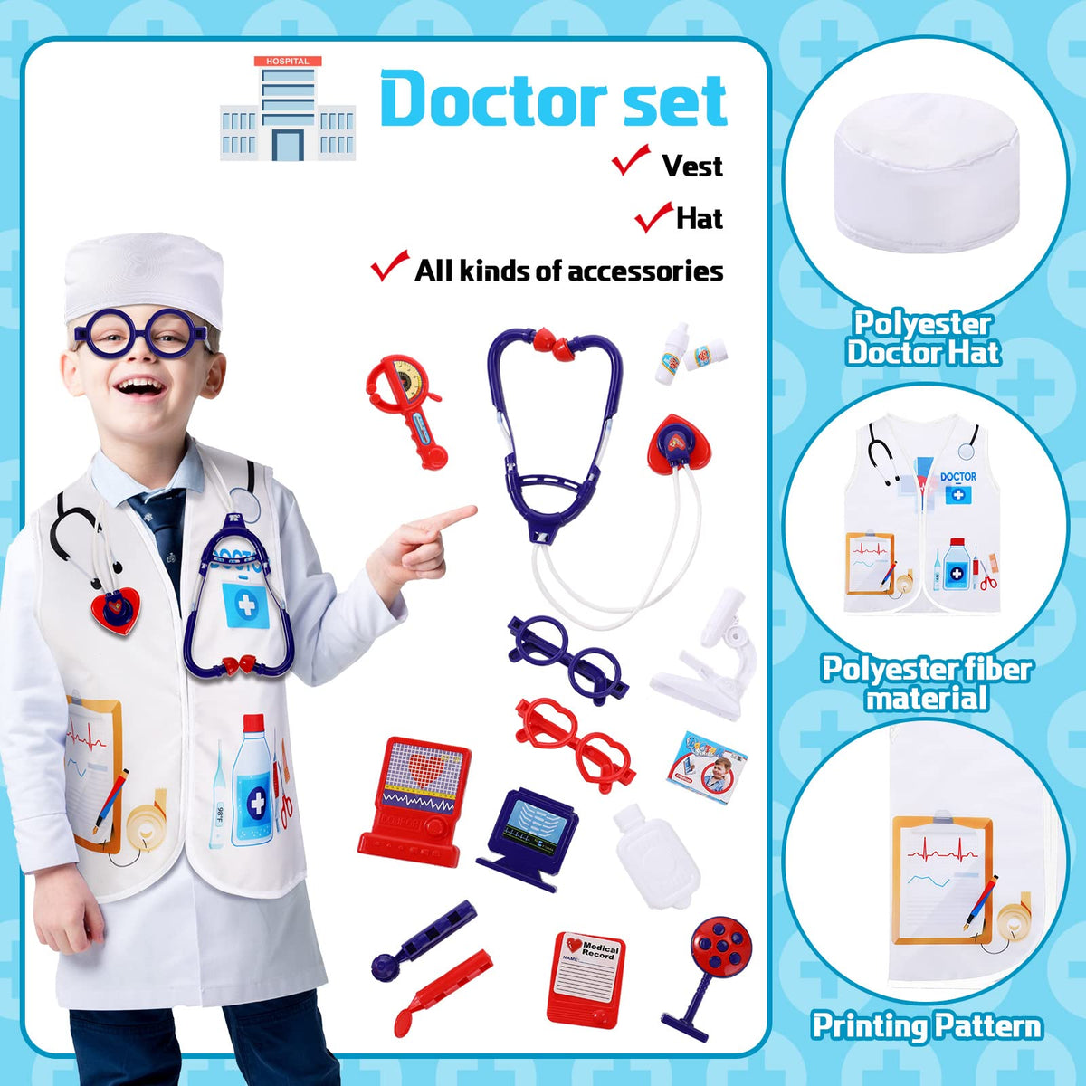 Deekin kids dress up playset supports creative learning during screen-free play.
