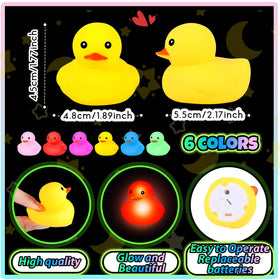 Deekin glow-in-the-dark rubber ducks illuminate birthday decorations