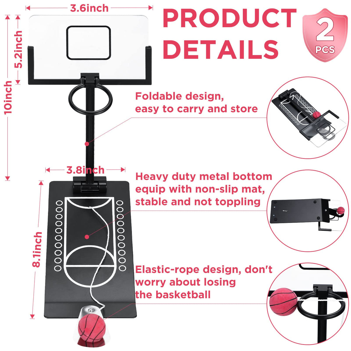 Deekin mini desktop basketball silver set for quick focus moments at work.