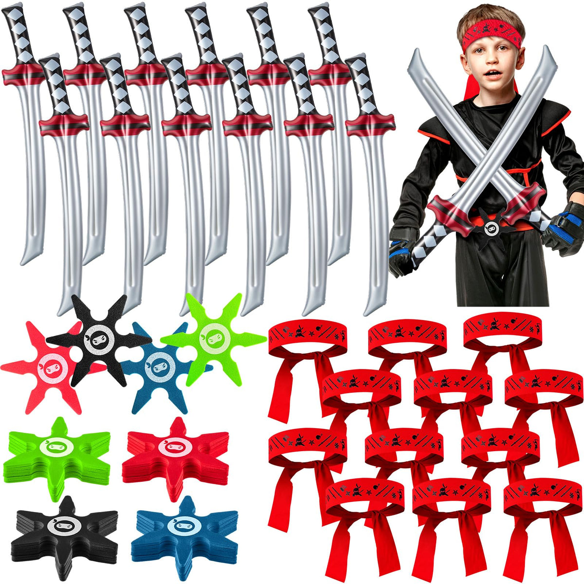Deekin ninja throwing stars, 4-inch diameter, for safe, energetic play.