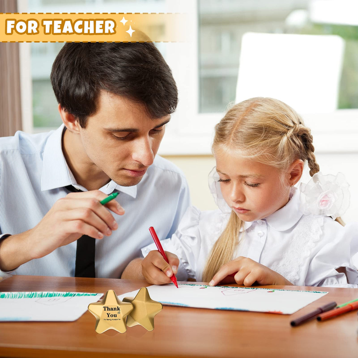 Deekin star stress ball on desk for office rewards or desk-friendly fidgeting