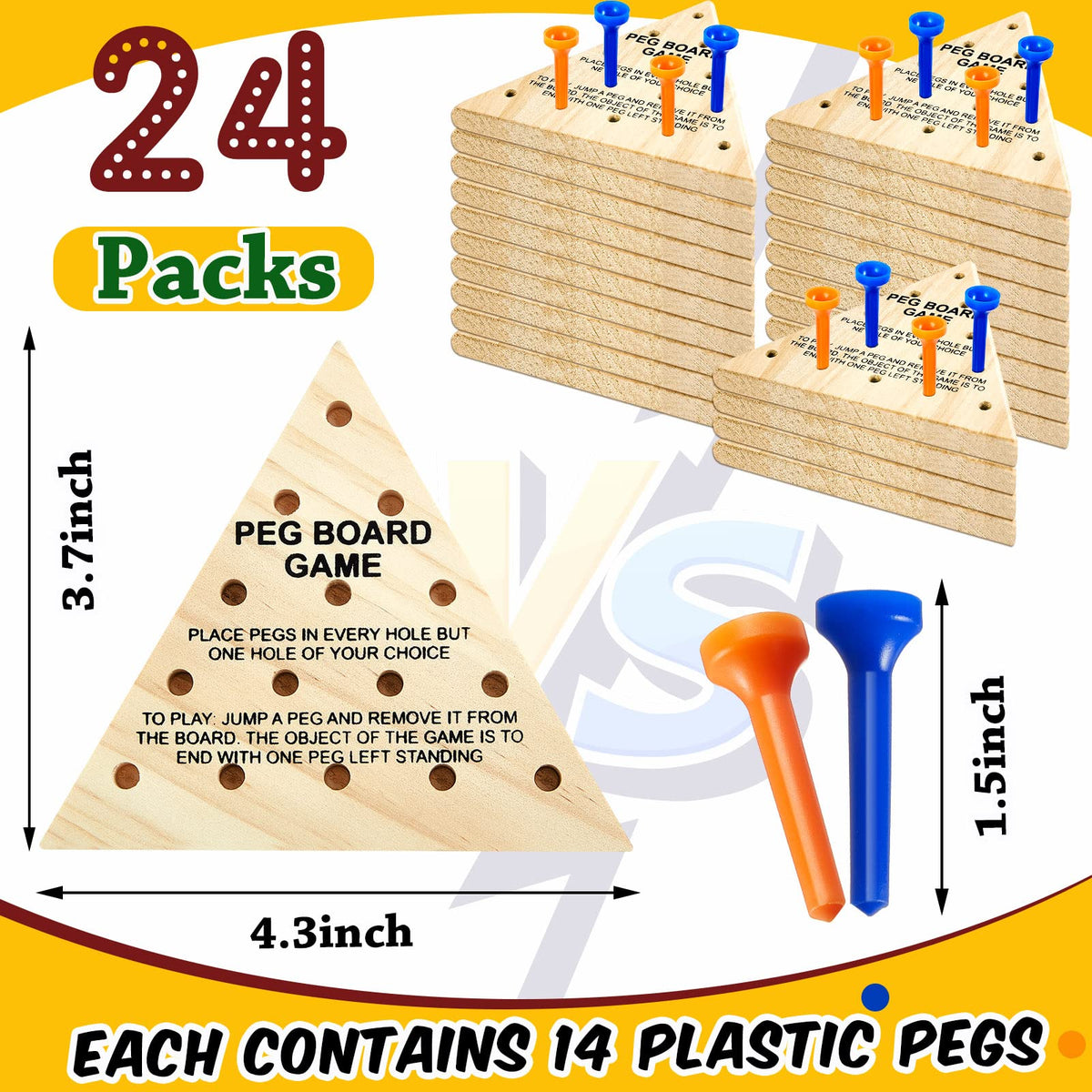 Deekin yellow and blue peg pieces ready for quick setup