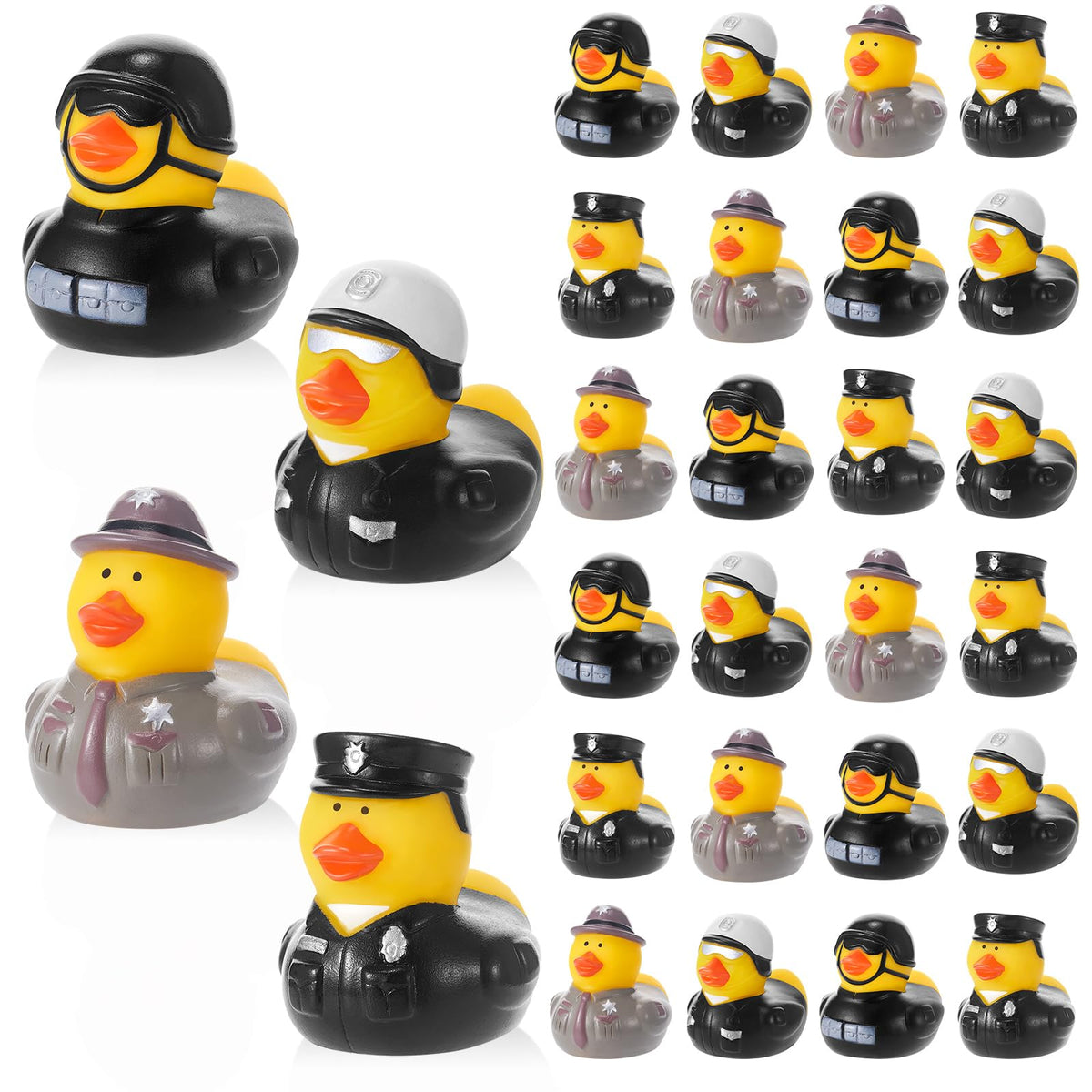 Deekin police duckies bulk collection for party favors and playtime.