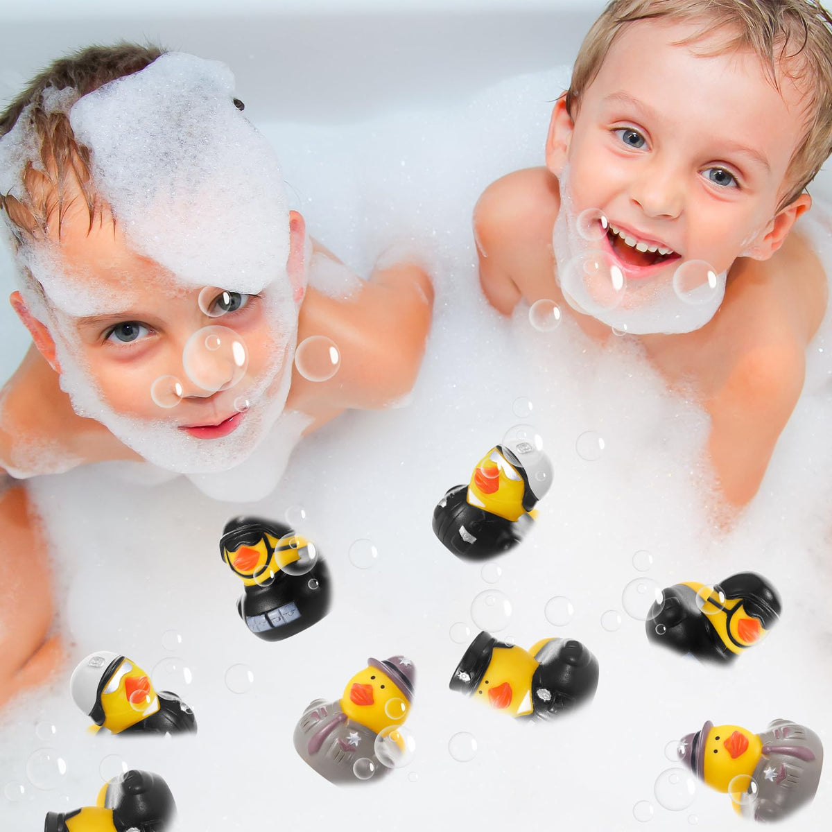 Deekin police ducks bath toy ideal for toddlers' sensory play.