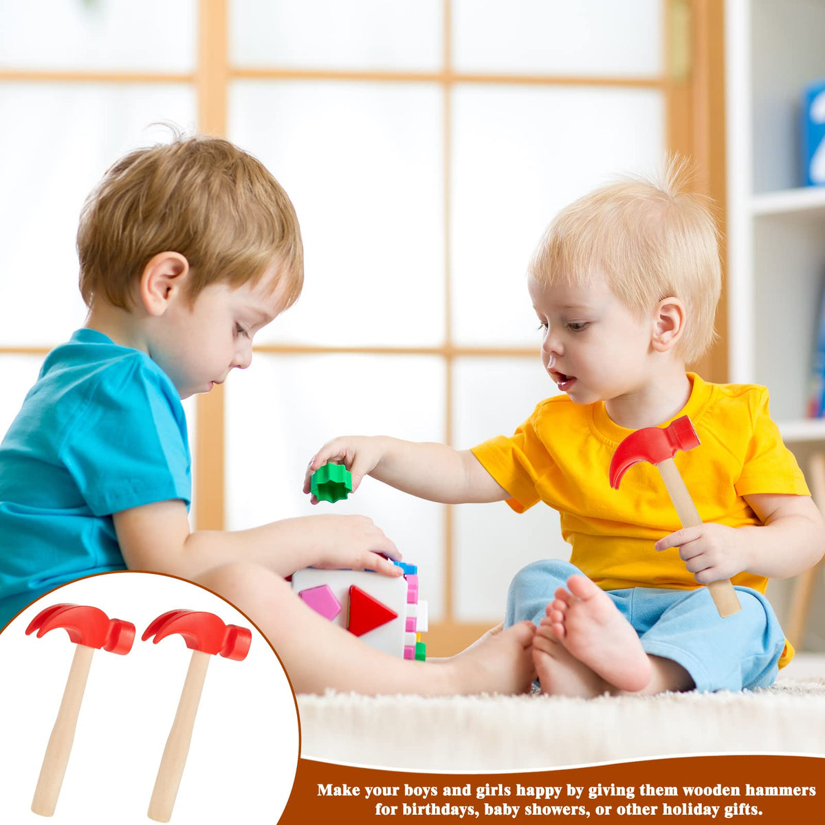 Lightweight, portable toy hammers ideal for playdates and on-the-go learning.