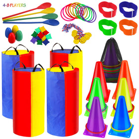 Deekin potato-sack race bags shown for backyard competition and durable play.
