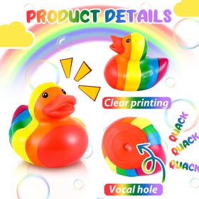 Deekin Rainbow Rubber Ducks bathroom decor; waterproof and fun bath time companions.