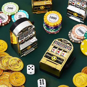 Deekin slot-bank golden reels, close-up, showcases three-matching reels without batteries.
