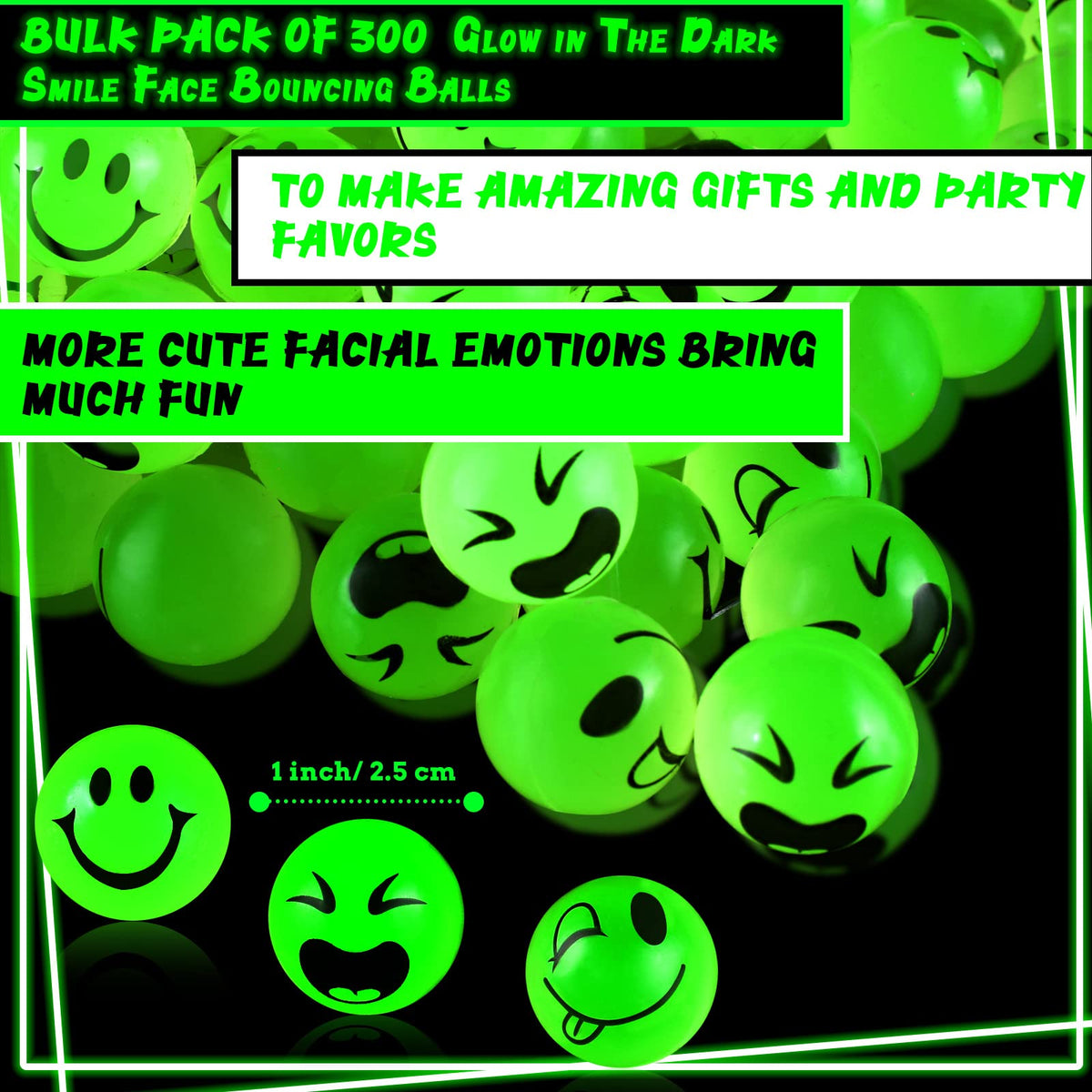 Deekin smile-face green glow ball for classroom prizes