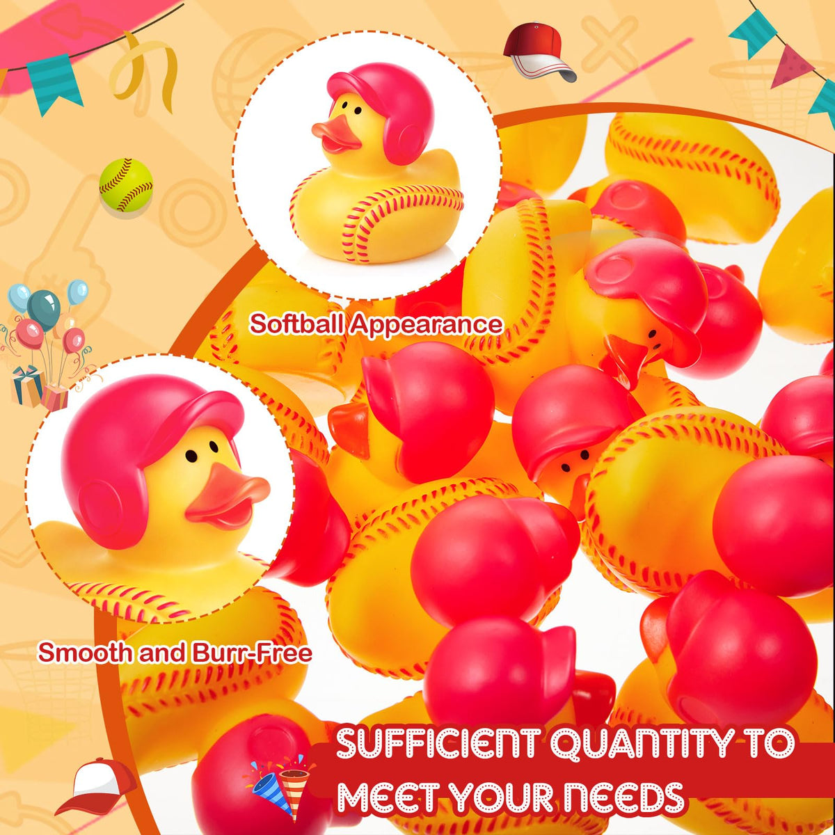 Deekin softball duck used as prizes or candy bag fillers.
