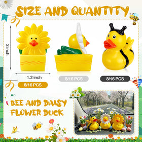 Deekin spring daisy white-yellow rubber duck for gift bags and table accents.