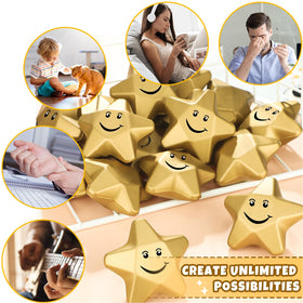 Deekin star stress ball close-up face detail with cheerful expression.