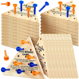 Deekin triangle peg game board with colorful pegs for strategic play