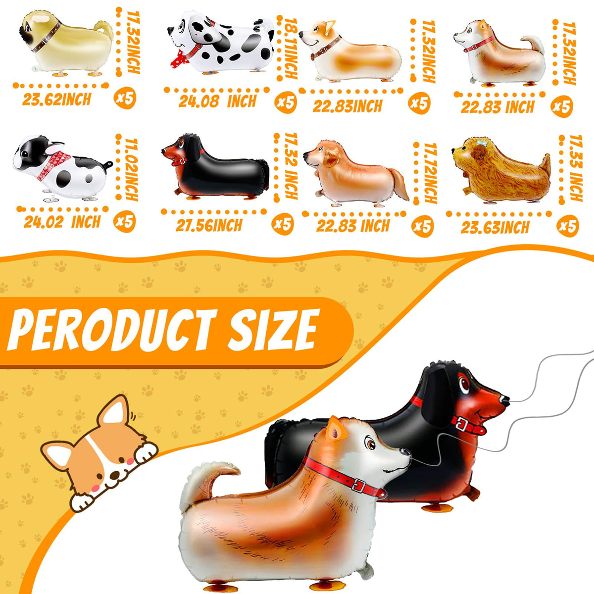 Deekin walking animal balloon sheepdog añade encanto a fondos de fiesta y habitaciones infantiles.