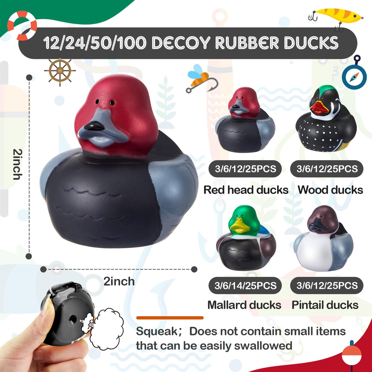 Deekin wood duck 2in – ideal for color recognition in water play.