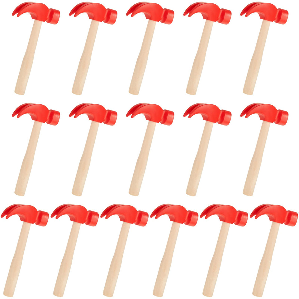 Deekin wooden hammer set with red tip, 16 cm length, for safe pretend play.