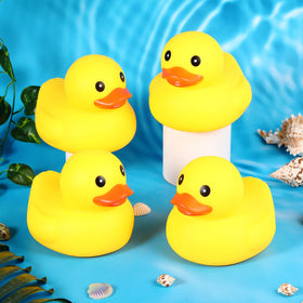 Deekin yellow rubber duck pressed to squeak for bath time entertainment