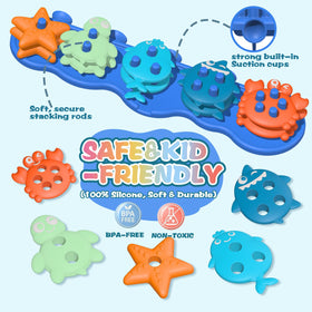 Deenwada silicone bath toy textures close-up shows soft, safe surfaces for curious hands.